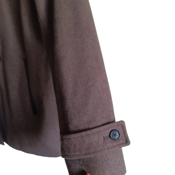 CLEARANCE SALE!! Vintage Esprit 100% Wool Brown Pea Coat with Toggle Details - Picture 3 of 13